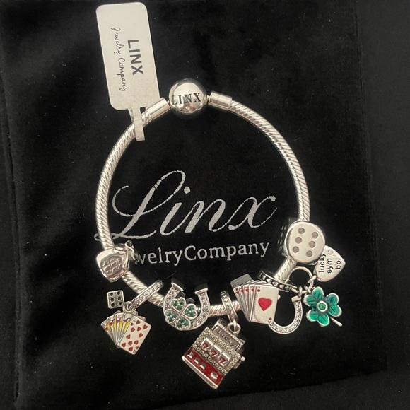 Linx Snake Chain Bracelet with Gambling and Casino Themed Charms - Picture 4 of 8